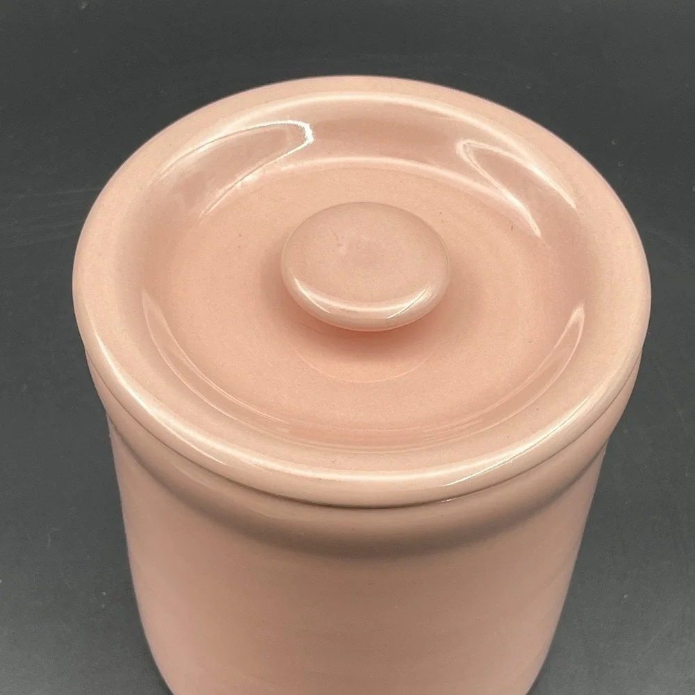 Gaetano Pottery Calif USA Peach Coral Tea Sugar‎ Canister w Lid Vintage